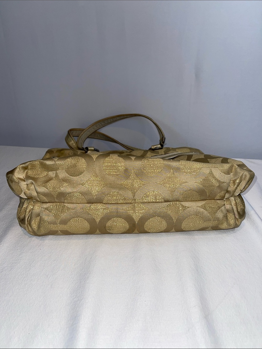 Coach Poppy Glam Gold Metallic Signature Lurex Tote Bag F1026-15865 - Picture 7 of 12